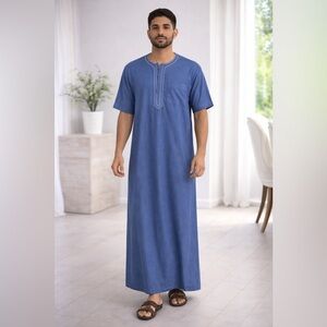 Blue Short Sleeve Kaftan